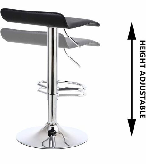 2 x Square Bar Stools PU Leather Swivel Adjustable Counter Stool Office Chair With Footrest