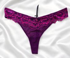 Ann Summers Sexy Lace Thong Dark Purple Pink s.10
