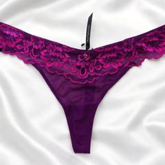Ann Summers Sexy Lace Thong Dark Purple Pink s.10