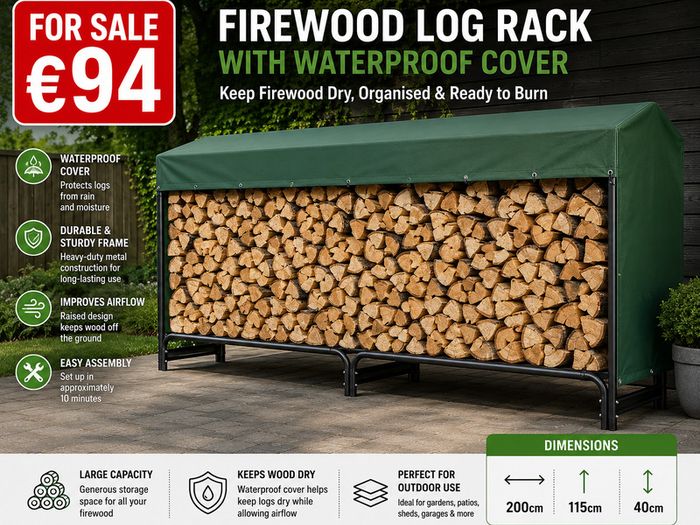 Firewood Log Rack with Waterproof Cover