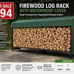 Firewood Log Rack with Waterproof Cover