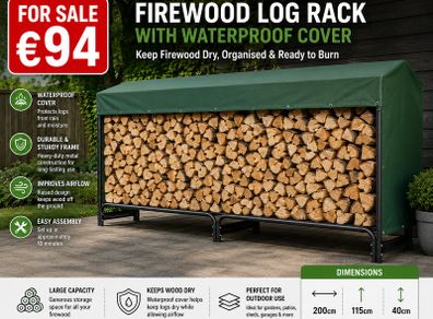 Firewood Log Rack with Waterproof Cover