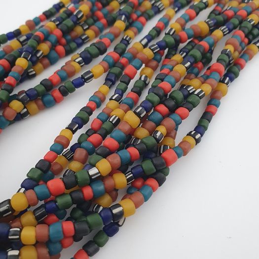Antique African Style MultiColor 4 -5 mm Glass Beads Necklace Strand