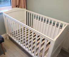 Sorrento Cot Bed mattress and bedding
