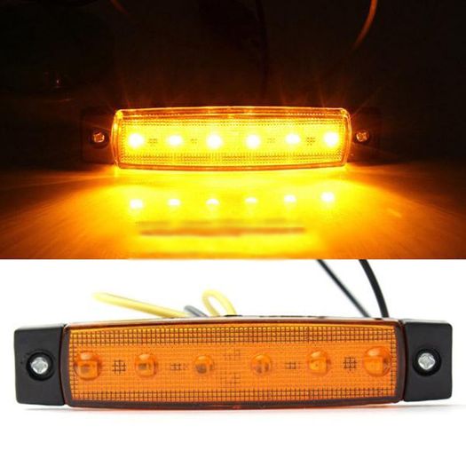 12V 6 LED Truck Van Car Boat BUS Trailer Side Marker Indicators Light Lamp Amber Yellow