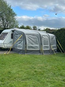 Caravan with awning