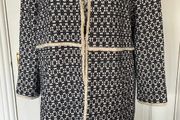 Zara Blue &amp; White Longline Jacket/Coat - Size XL