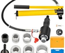 Hydraulic Exhaust Pipe Expander, 4.1 to 10.8 cm size, 10 T Manual Hydraulic Pipe Stretcher w/4 Dies and 2 Storing Case for Copper, Aluminum Tubes in Car Repairing