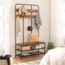 New XXL Metal Hall Tree Coat Rack with Shoe Bench 182 cm Image 7