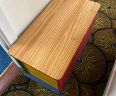 Toy box wooden in primary colours