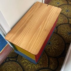 Toy box wooden in primary colours