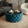 Round Velvet Coffee Table  Tinted Glass Top Image 2