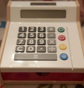 Solar powered wooden toy cash register (1501) 1