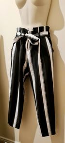 Green, Black and White Stripped Trousers from River Island size 10