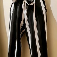 Green, Black and White Stripped Trousers from River Island size 10