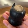 Antique Black Cat Bog Oak Sewing Pin Cushion Image 5