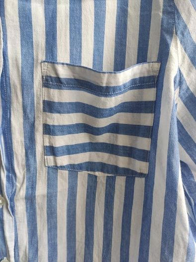 Dunnes Stores Blue and White Striped Long Sleeve Shirt Size M