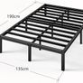 Double Bed Frame with Storage Space Underneath - 4ft6 (135 x 190 cm) - 14.2'' Height - Metal Bed Base with Steel Slat Support - Easy Assembly - Black Image 5