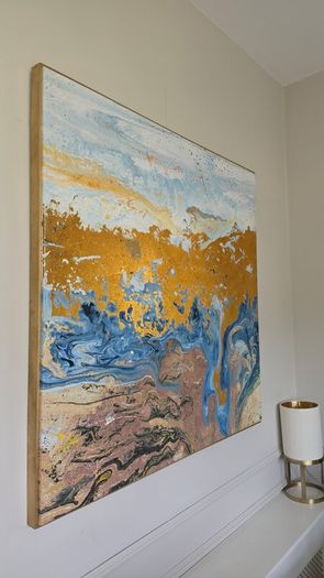 Navy and Gold Canvas 90cm x 90cm