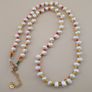 Natural Freshwater Pearl & Red Yellow Glass Beads Necklace Image 10