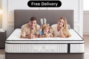 5FT King Size Mattress, 10.2 INCH King Memory Foam Sprung Mattress Medium Firm,Comfortable Sleep for Back Pain Relief and Heavy Sleeper(150x200x26cm)