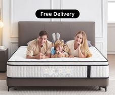 5FT King Size Mattress, 10.2 INCH King Memory Foam Sprung Mattress Medium Firm,Comfortable Sleep for Back Pain Relief and Heavy Sleeper(150x200x26cm)