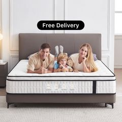 5FT King Size Mattress, 10.2 INCH King Memory Foam Sprung Mattress Medium Firm,Comfortable Sleep for Back Pain Relief and Heavy Sleeper(150x200x26cm)