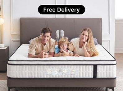 5FT King Size Mattress, 10.2 INCH King Memory Foam Sprung Mattress Medium Firm,Comfortable Sleep for Back Pain Relief and Heavy Sleeper(150x200x26cm)