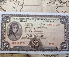 5 Pound Lady Lavery 2/9/52 Irish Note