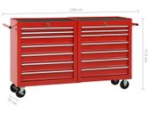 Tool Trolley with 10 Drawers Steel Red (147175+147176)