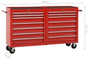 Tool Trolley with 10 Drawers Steel Red (147175+147176)