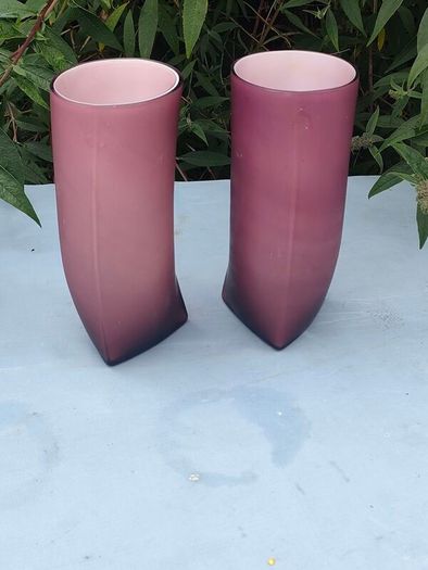 Pair of vintage Amethyst designer vases