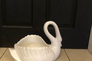 Vintage swan ceramic planter, porcelain swan planter