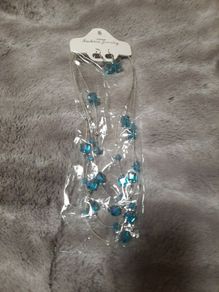Blue crystal necklace and earring set