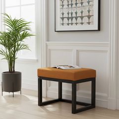 Modern Wooden-Framed Velvet Bench 60x40cm Orange Elegance