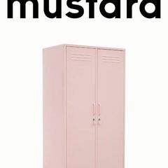 Wardrobe-blush pink metal locker style