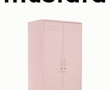 Wardrobe-blush pink metal locker style