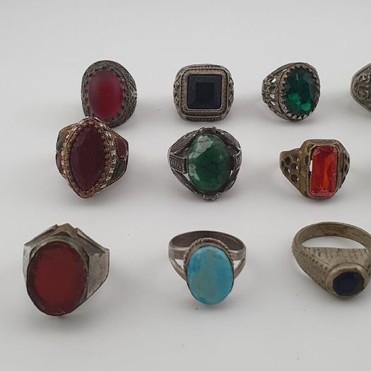 Ancient Inspired Brass Rings Set of 15 Collectible Jewellery Pieces
