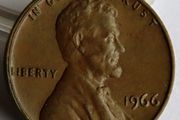 1966 USA Cent Lincoln Memorial Cent 60 years old edge error