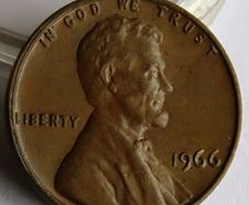 1966 USA Cent Lincoln Memorial Cent 60 years old edge error