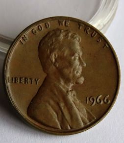1966 USA Cent Lincoln Memorial Cent 60 years old edge error