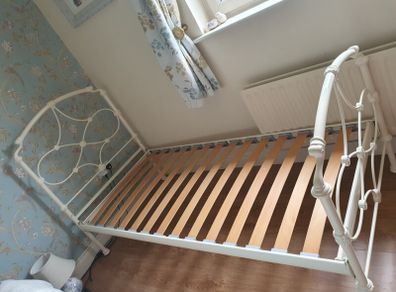 Cream Iron Single Bed
