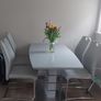 gray extending dining table and 4 chairs Image 2