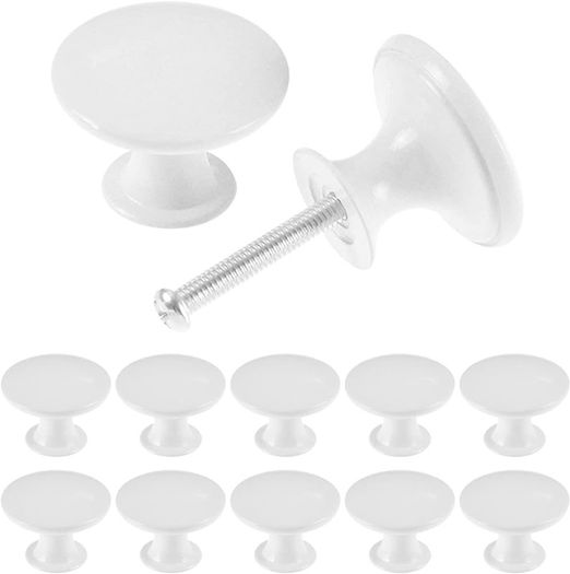 SALE | 12PCS Vintage Cabinet Knobs, Chic Drawer Knobs, Antique Kitchen Cupboard Handles, 30mm Round Furniture Door Knobs, White
