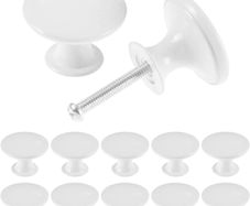 SALE | 12PCS Vintage Cabinet Knobs, Chic Drawer Knobs, Antique Kitchen Cupboard Handles, 30mm Round Furniture Door Knobs, White