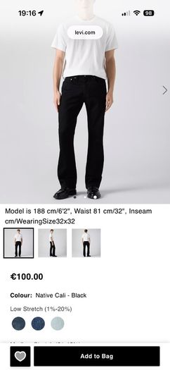 Levis Trousers Black 32/32