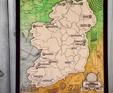 Handmade Ireland Golf Course Tracker Map - 3D Layered Wood