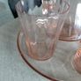 Vintage Pink Glass Water Set - Pitcher/Jug, 2 Glasses & Tray (1930s/Art Deco Style) Image 2