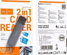 Hoco HB45 USB / Type-C 2.0 High-Speed Card Reader Metal Grey