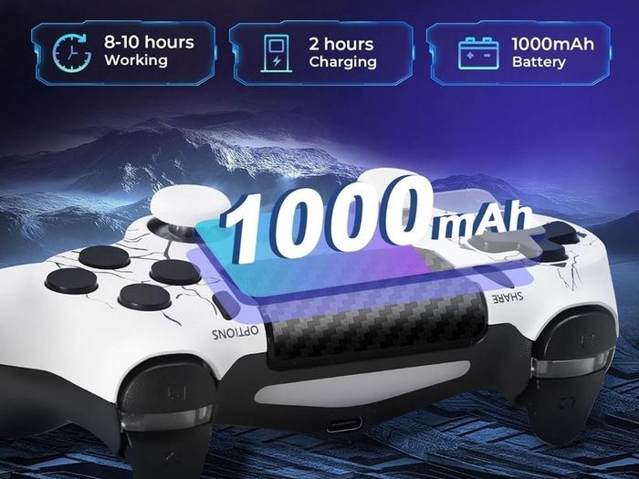 Wireless Controller for PS-4, Crack Design with RGB Light, 1000mAh Battery, 3.5mm Audio Jack, Gamepad Joystick with Dual Vibration/6-Axis Gyro Sensor/Touch Panel, Controller for PS-4/Pro/Slim/PC